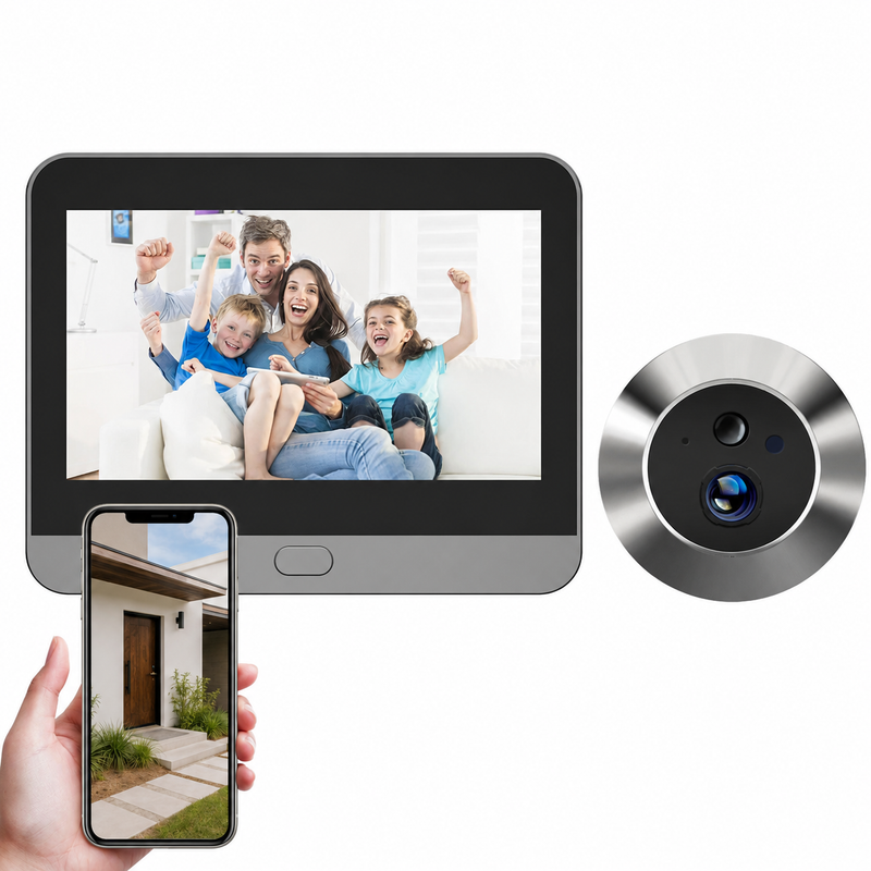 Olho Mágico Digital Inteligente Tuya Hompo 3MP com Wi-Fi, Visão 140° e Detecção de Movimento