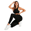 Conjunto fitness cintura alta e decote na costa.
