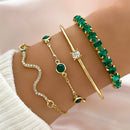 Kit com 4 Pulseiras Femininas Premium Estilo Cobra com Pedras Brilhantes