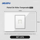 Tomada Inteligente Wi-Fi DELEFU com USB Duplo e USB-C – Vidro Temperado 10A e 20A
