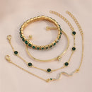 Kit com 4 Pulseiras Femininas Premium Estilo Cobra com Pedras Brilhantes